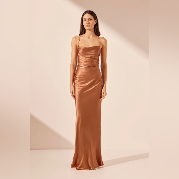 Shona Joy La Lune Lace Back Maxi Dress - Almond - Picture 1 of 9